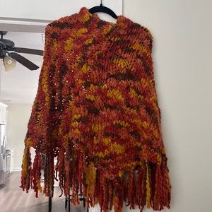 Micro chunky knit poncho